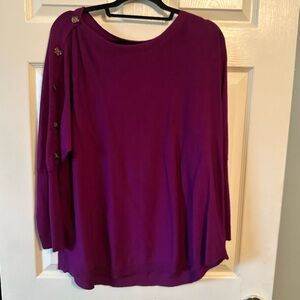Deep purple sweater with button design on sleeve
